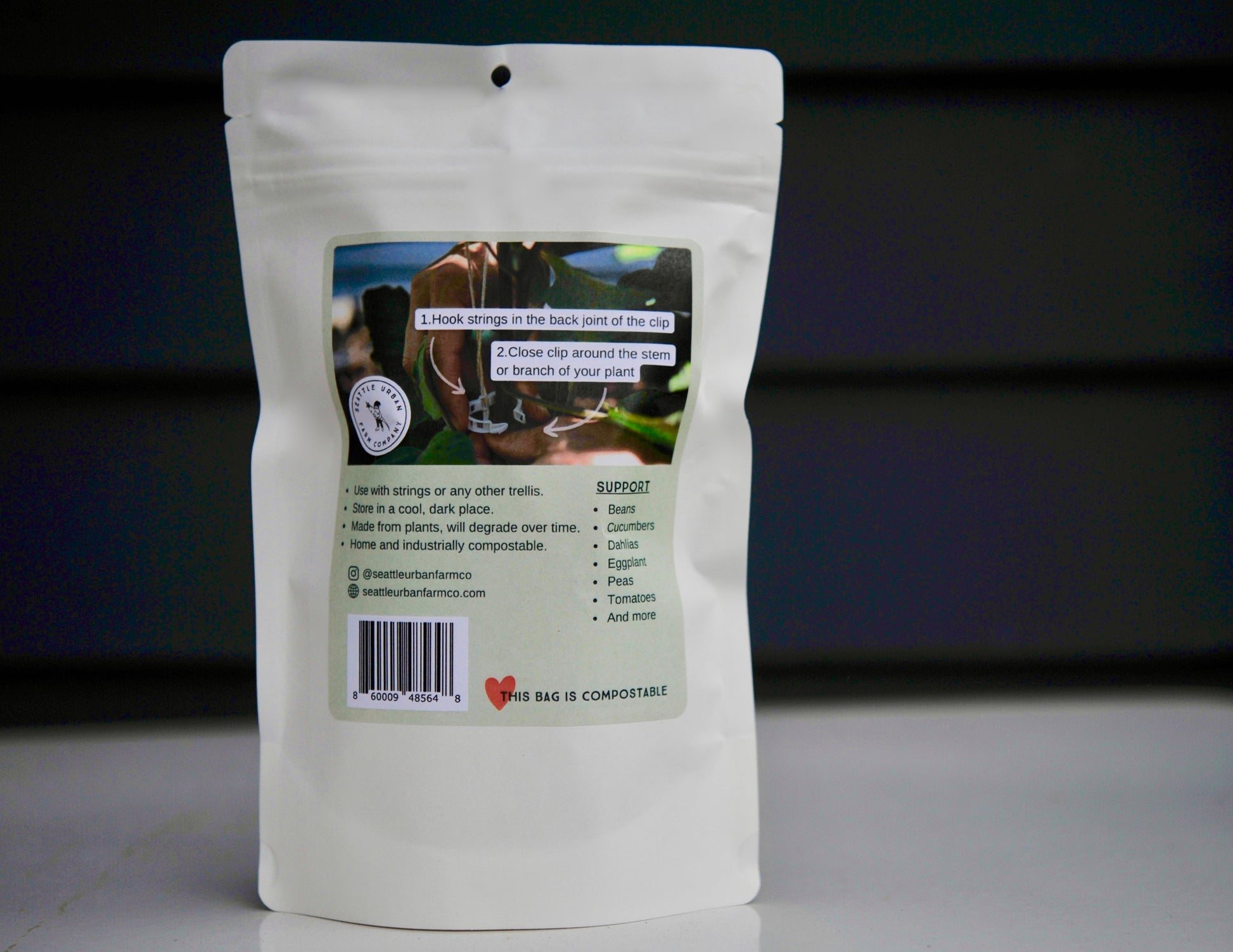 50 compostable garden clips for trellising plant support