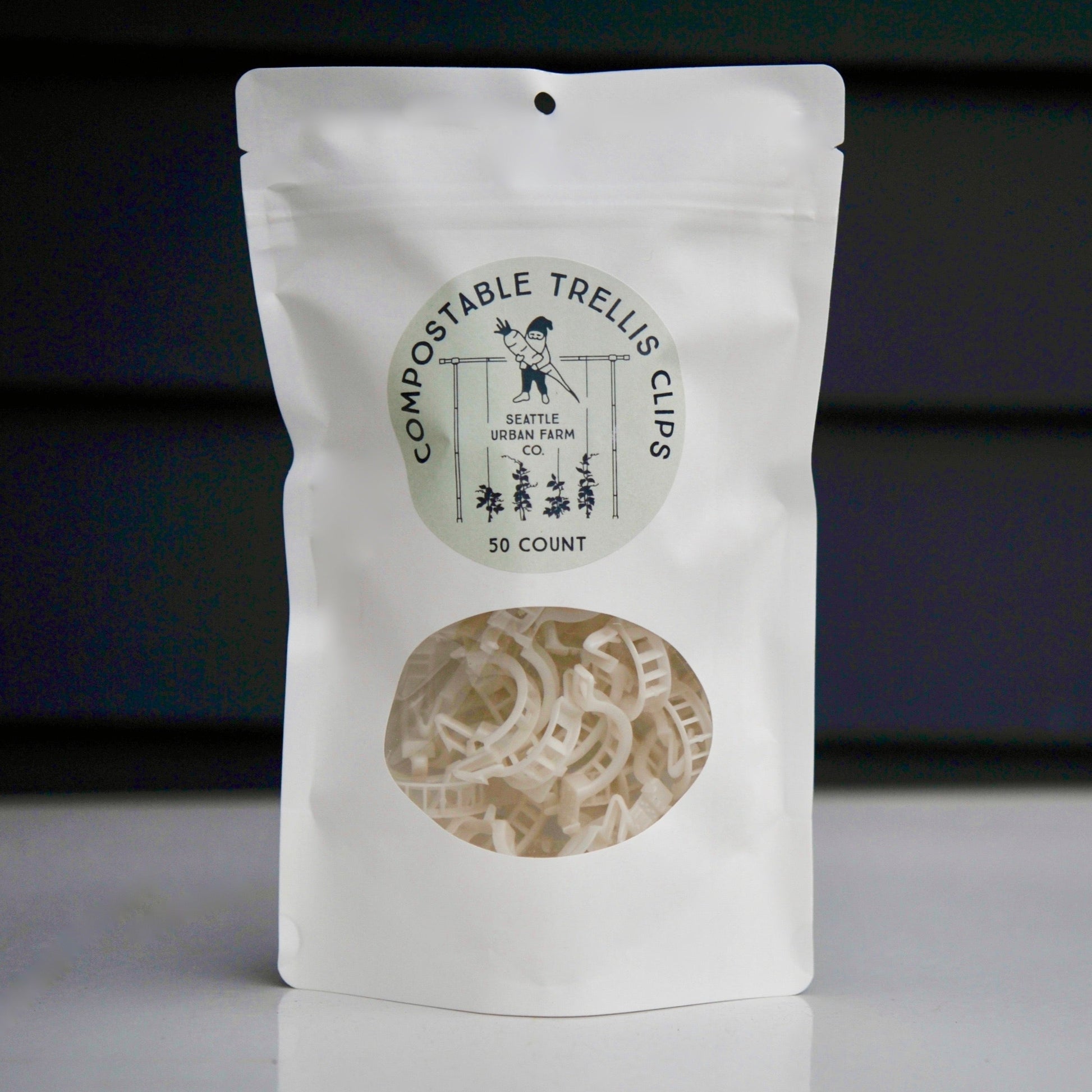 50 compostable garden clips for trellising plant support