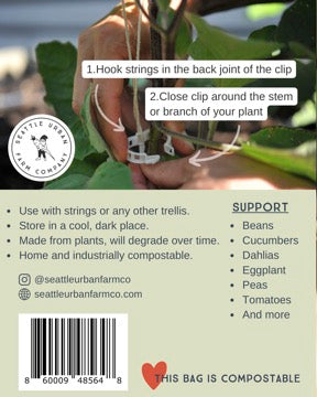 Compostable garden clips trellis plant support