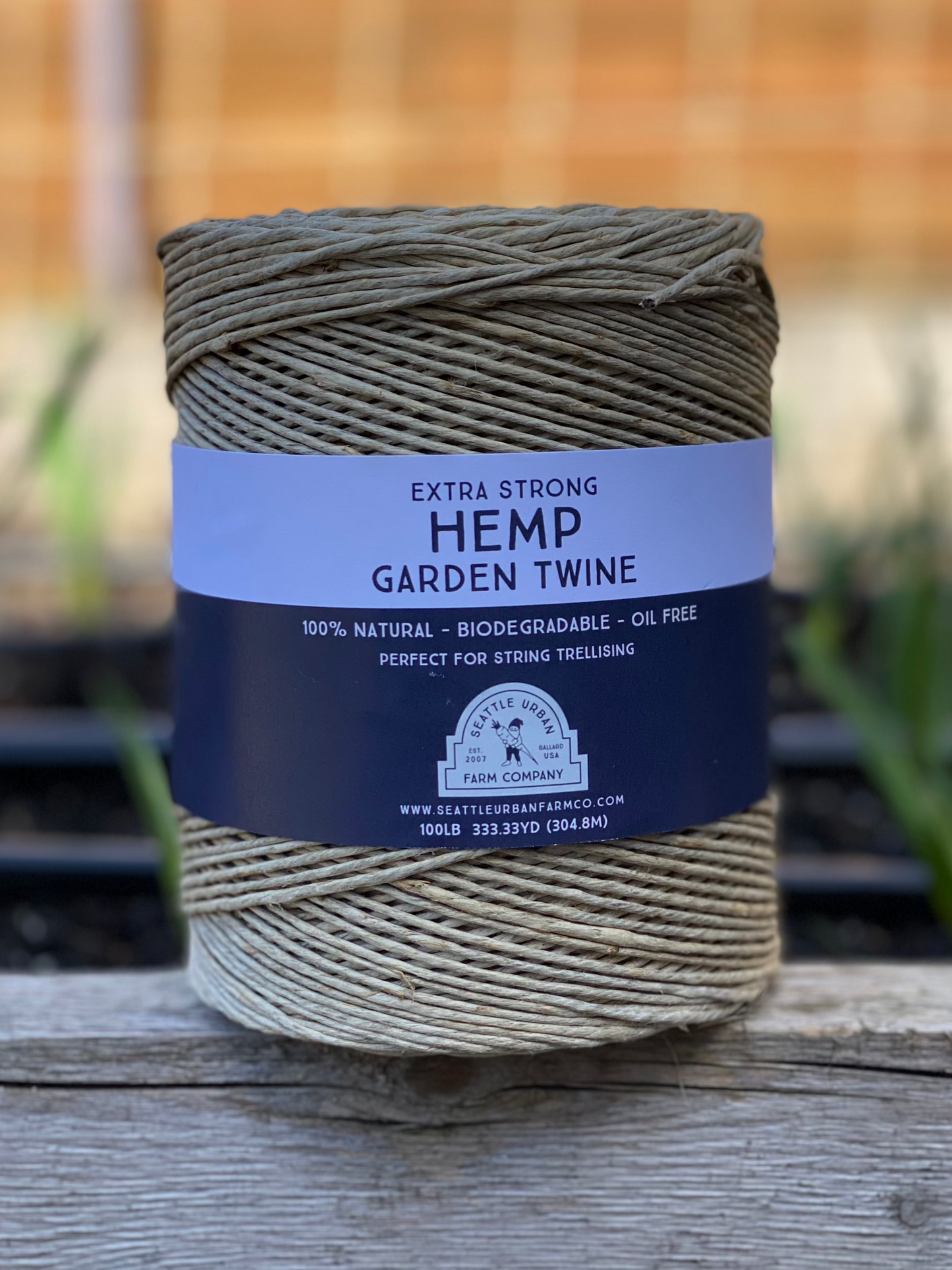Large roll of heavy duty hemp twine for gardening and string trellising