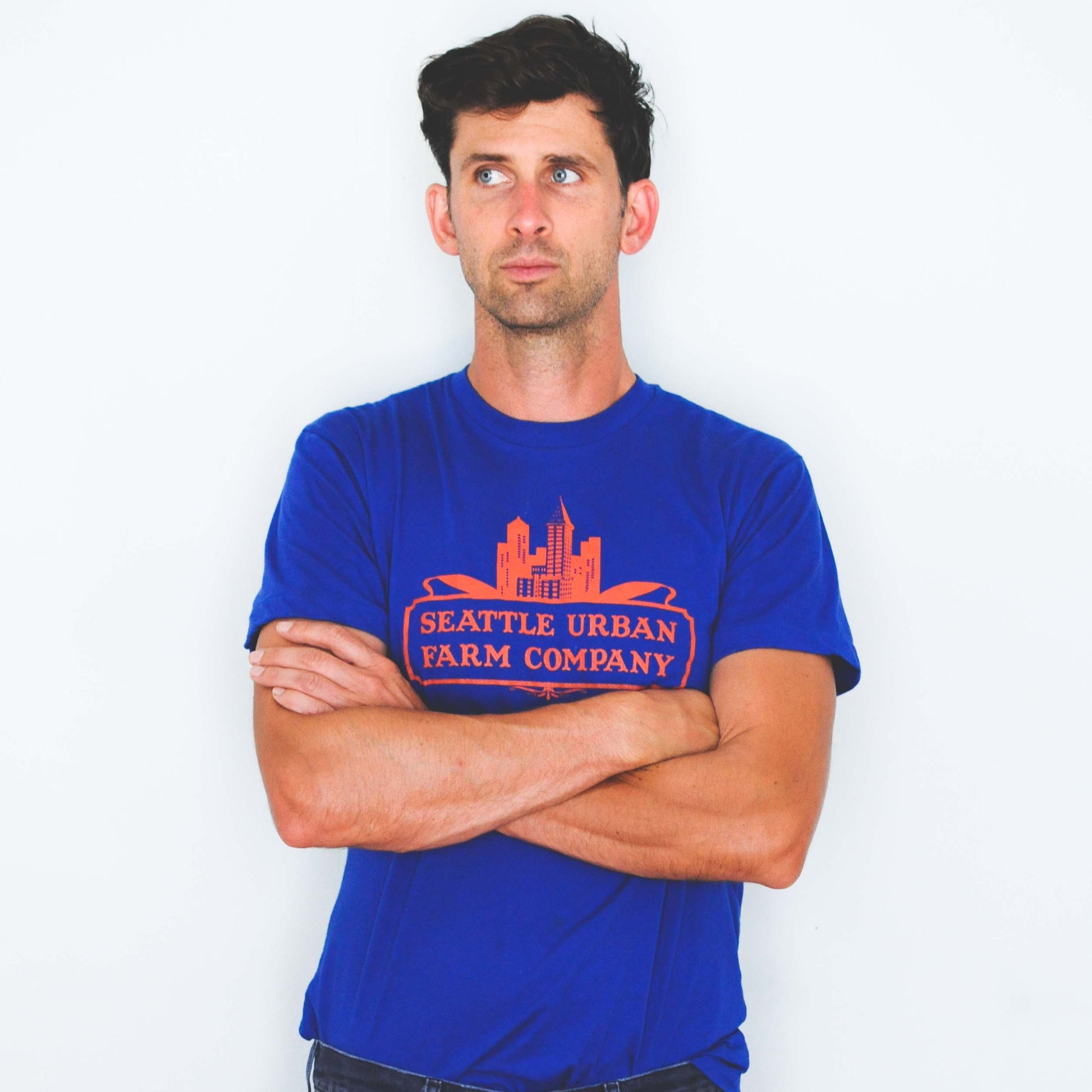 Vintage Seattle Urban Farm Co tee shirt royal blue