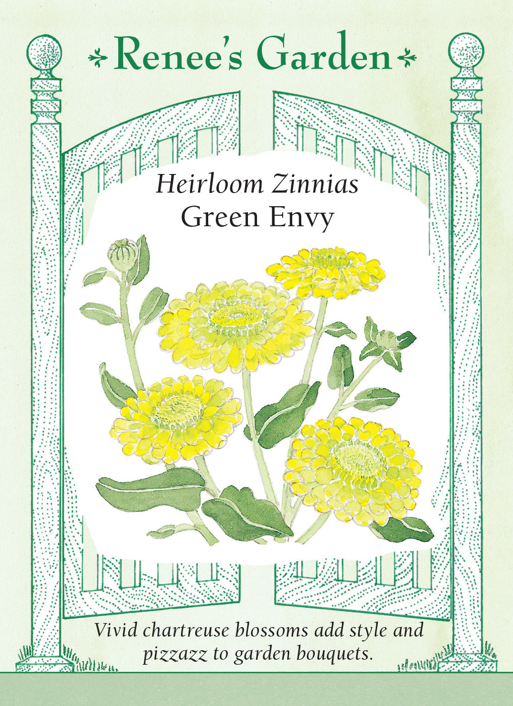 Heirloom Zinnias Green Envy