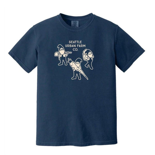 Many Garden Gnomes Screenprinted T-shirt - Navy (Unisex)